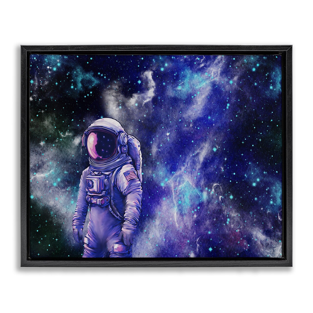 Stupell Industries Astronaut with Blue Nebula Floating Frame Design by Jesse Keith